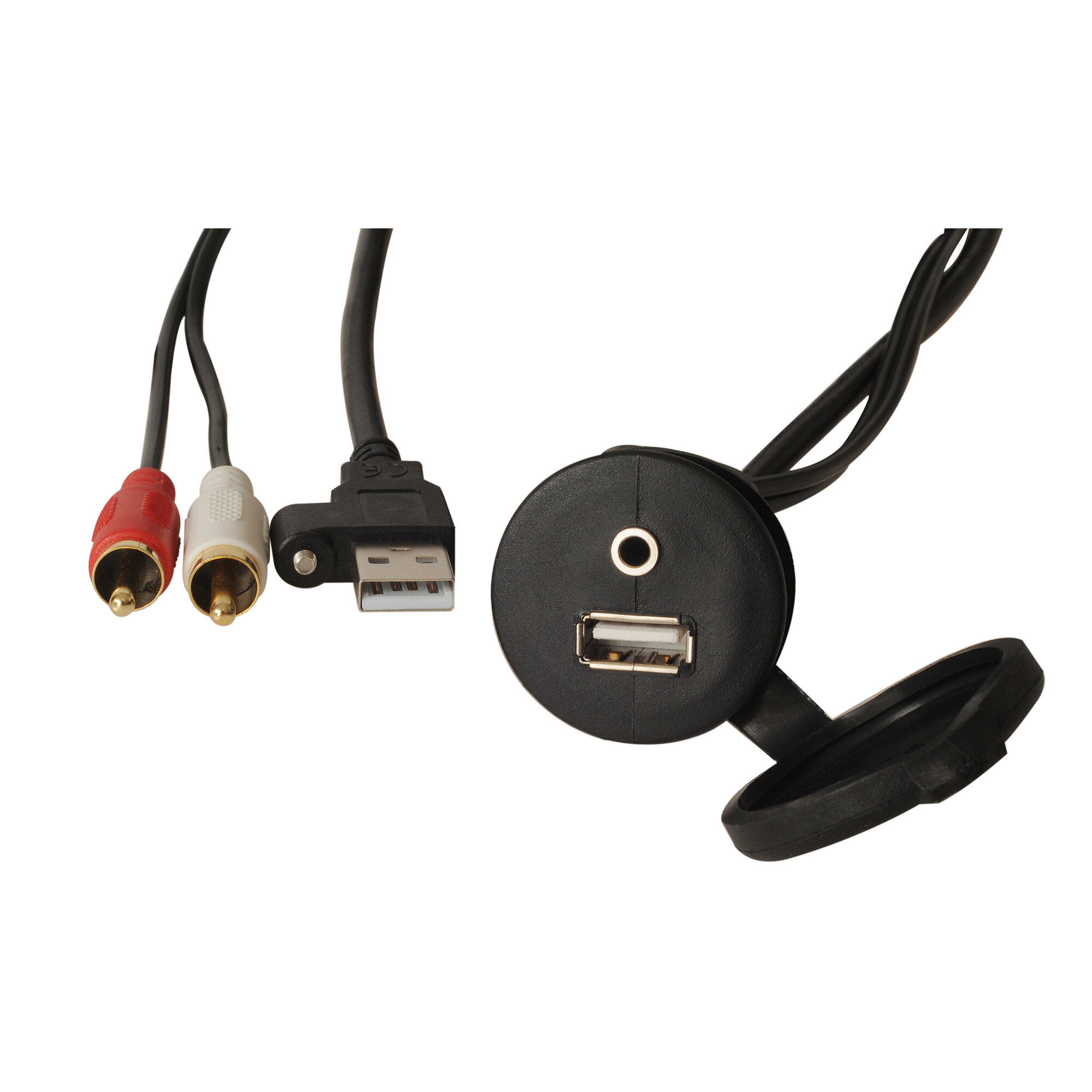 USB/AUX-Verlängerung 2 m mit Einbaubuchse